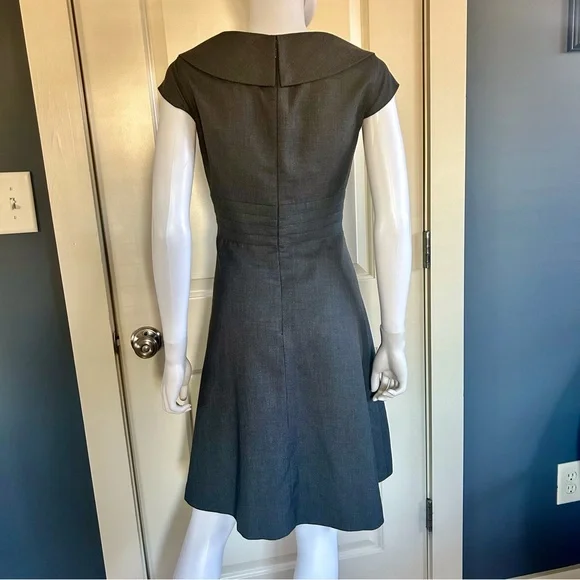 Calvin Klein Charcoal Wrap Cap Sleeve Banded Waist Dress - Picture 4 of 12